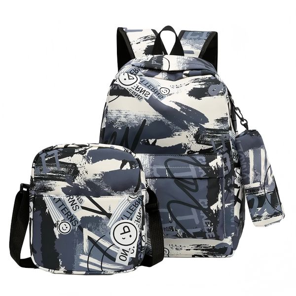 Backpack Set with Lunch Box Pencil Case Cool Splash Print School Back Pack