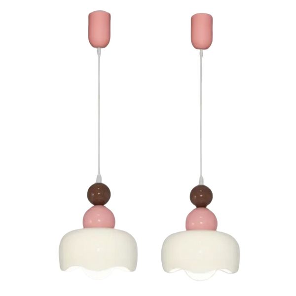 Set of 2 Pink Modern Nordic Pendant Lights with Adjustable Hanging Wire