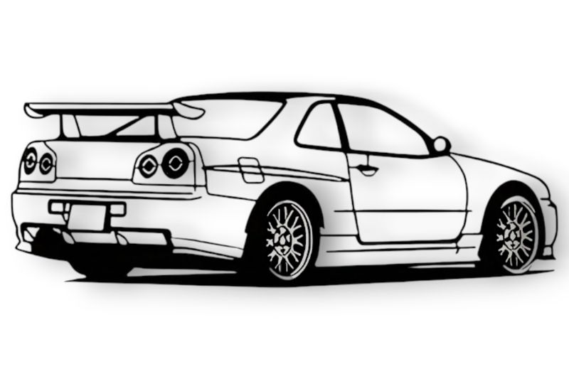 Iconic Sports Coupe Wall Art Stencil - Black