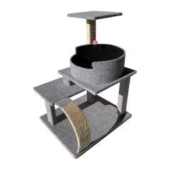 Scratzme - Feline Fortress Premium Scratching Post - Light Grey &amp; Black