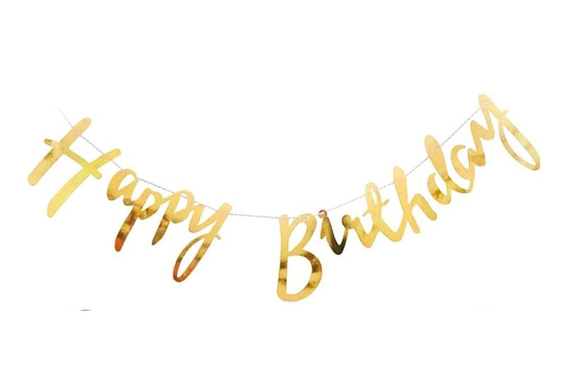 Happy Birthday Bunting Banner Decoration - Gold