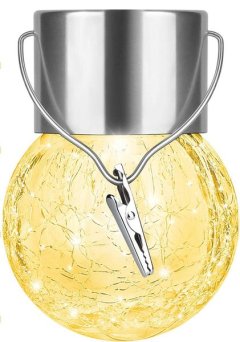 Cracked Glass Solar LED Lights,Set of 4 Outdoor Hanging Solar Lights