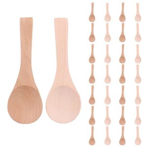 Small Wooden Spoons for Kitchen Cooking Seasoning Oil Coffee 30Piece