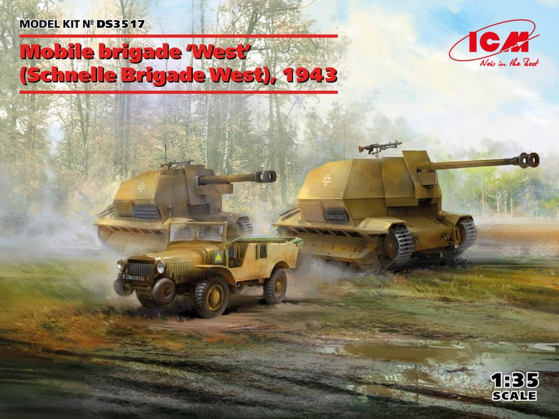 ICM DS3517 1/35 Schnelle Brigade West Marder I, Geschutzwagen FCM36(f), Laffly V15T