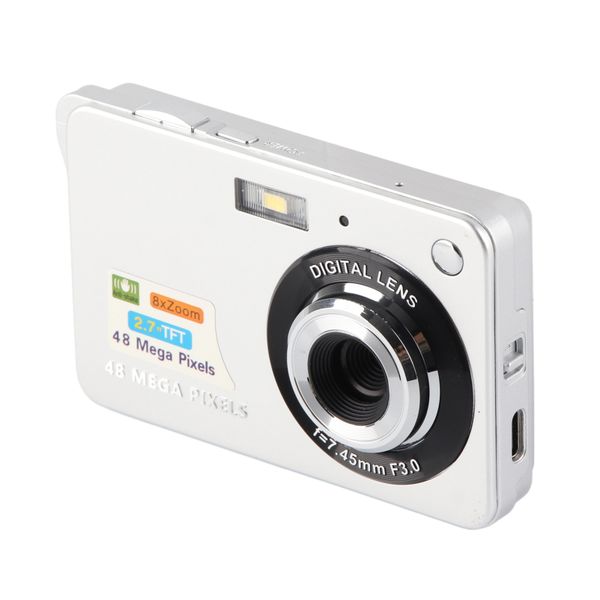4K 48MP Vlogging Camera, 2.7in LCD, 8x Zoom, Continuous Shooting, Silver