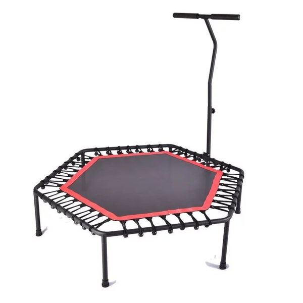 Hexagonal Fitness Trampoline with Adjustable Handlebar