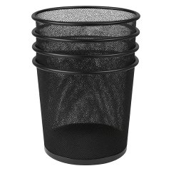 Black Metal Mesh Waste Bin - Office &amp; Home Trash Basket 5 x Dustbins 28cm H