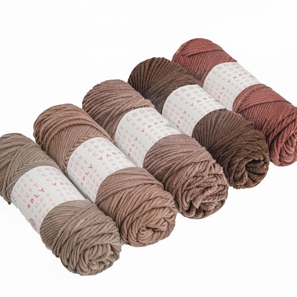 TUFT CROWD - Brown Yarn, 8-ply Tufting Yarn ( 5 x 100g ) , Knitting Yarn
