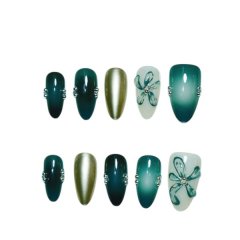 10 Piece - Emerald Ombre Press-On Nails - Multicolour