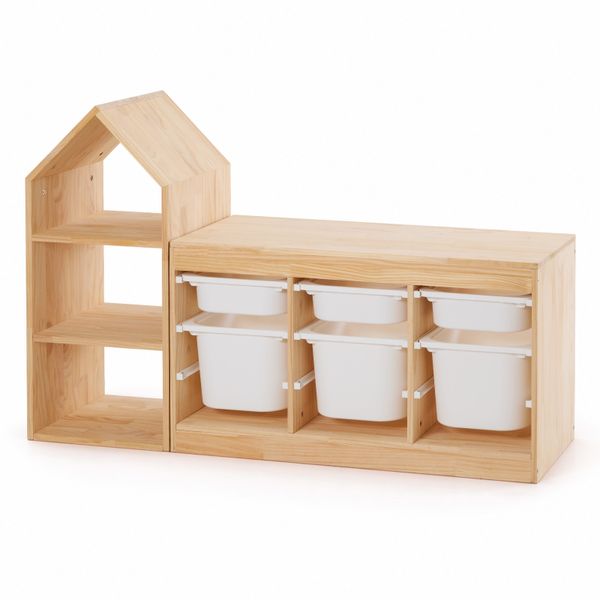 Chenshia 2-in-1 Kids Toy Organizer Shelf&amp;House-shaped Rack Playroom Storage