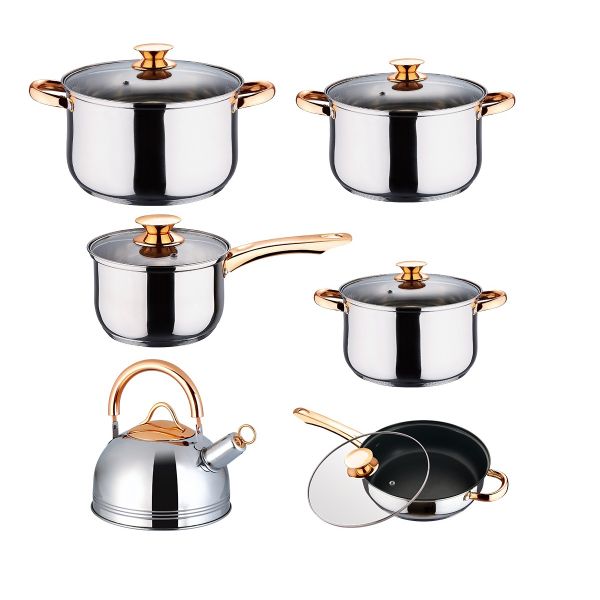 GOLD High-Quality GrandKing Stainless Steel Pot Set - 12 piece