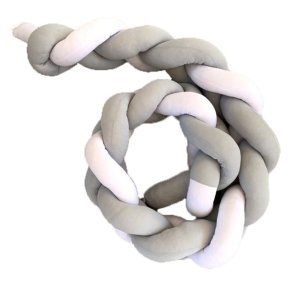 Braided Cot Bumper - Grey &amp; White 3m