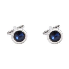 Round Blue Crystal Zircon Cufflinks Are Fashionable