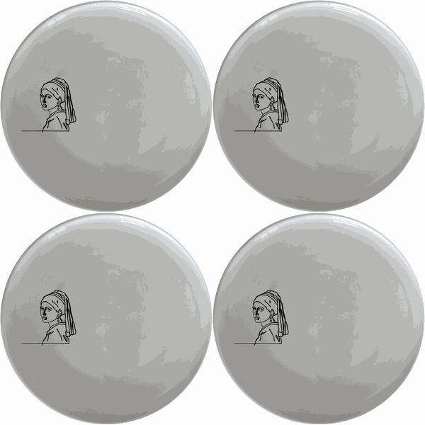 Girl Pearl Earring Dinner Plate Set of 4 - Range 3