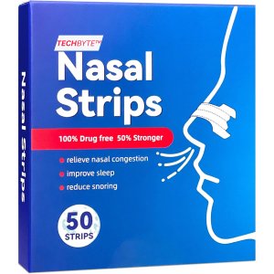 TechByte Nasal Strips - Snoring Relief/Reduces Nasal Congestion - 50 Pack