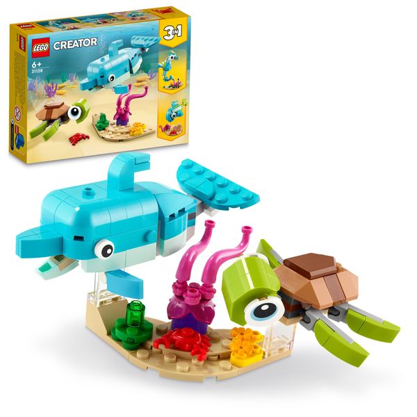 LEGO® Creator 3in1 Dolphin and Turtle 31128 Building Toy Set (137 Pieces)