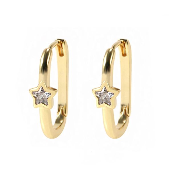 Square Huggie Earrings with Centre Star