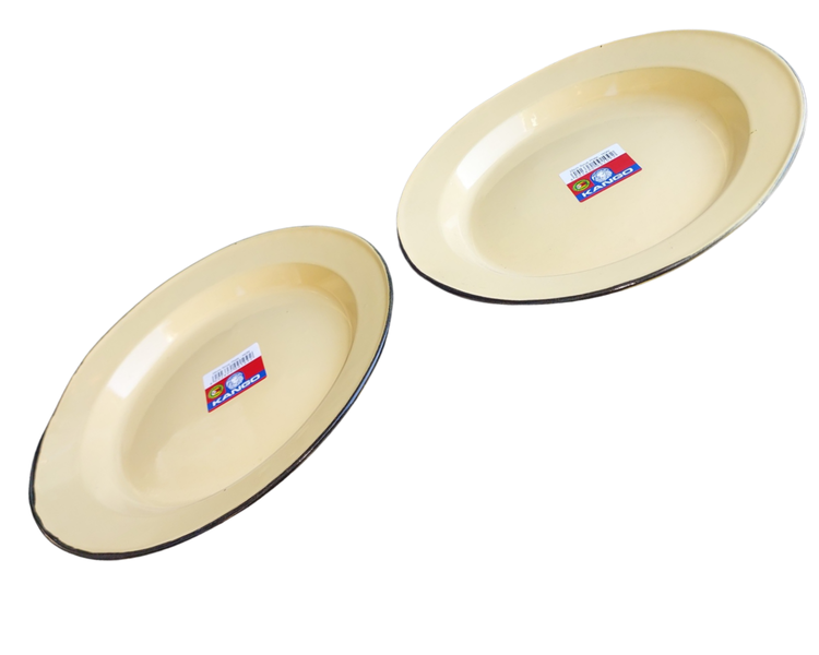 26cm Enamel Plates Ideal for Camping - Set of 2