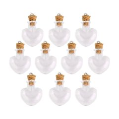 10 Piece Glass Cork Bottle Glasses Ampoules Wool Bottle Pendants Heart Form