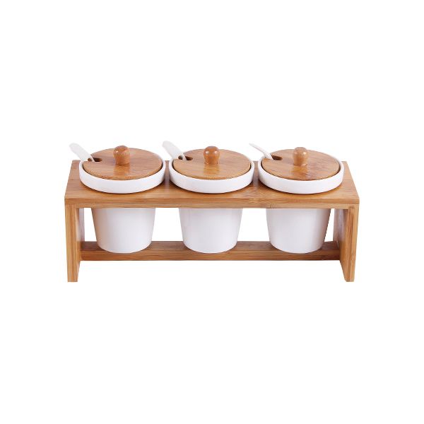 Bamboo Wood Ceramic Flavored Bottle Set