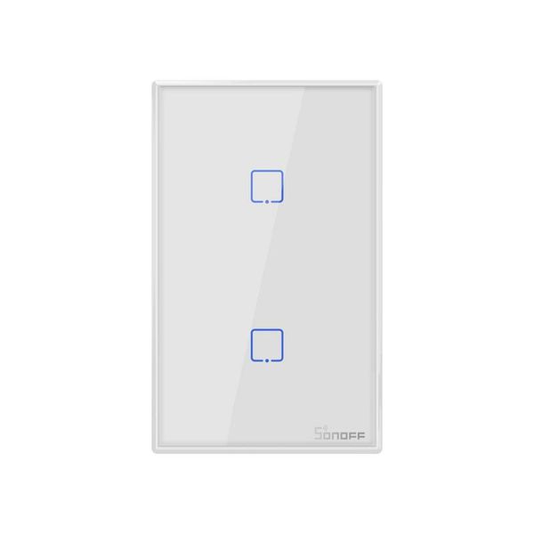 SONOFF T2US US Plug WiFi\RF433 Touch Panel Switch - White 2 gang