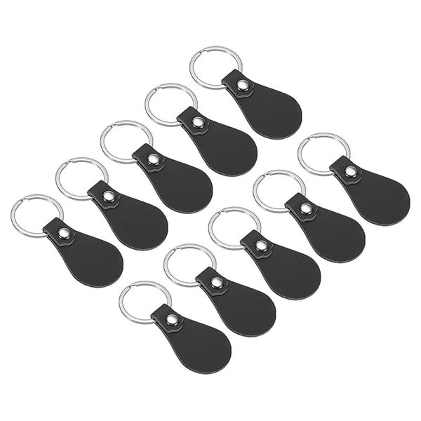 PU Leather Key Rings Black 10pc