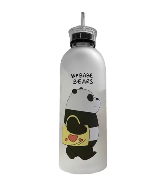 1000ml Cute Panda Water Bottles Cute Panda Cup with Transparent Straw