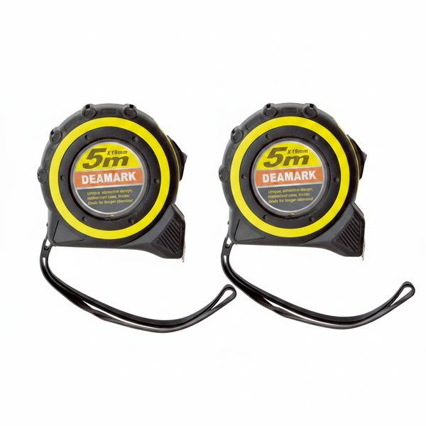 Deamark 5m x 19mm Metric Tape Measure - Yellow/Black - 2 Pack