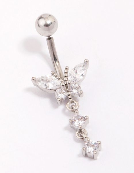 Lovisa Titanium Cubic Zirconia Butterfly Drop Belly Piercing