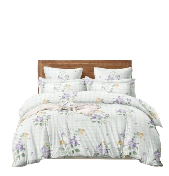 Linen Boutique - Duvet Cover Set 100% Cotton 200TC - WhiteMintRose