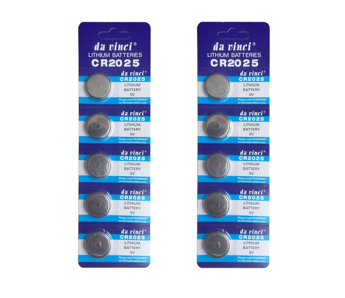 CR2025 3V Lithium Coin Batteries 2x Packs of 5 ( 10 Batteries )