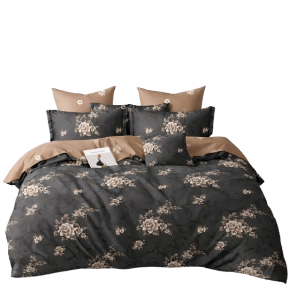 Linen Boutique - Duvet Cover Set Reversible-BlackBronze