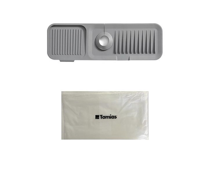 Tamias XL Sink Splash Guard Silicone Durable Mat Grey In Poly Bag 60 x14cm