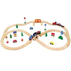 Viga Wooden Train Set with accessories 49pc