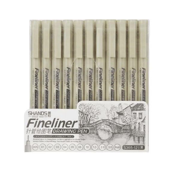 Needle Tube Drawing Pen Set - Fineliner Technical Pens (12 Pieces)