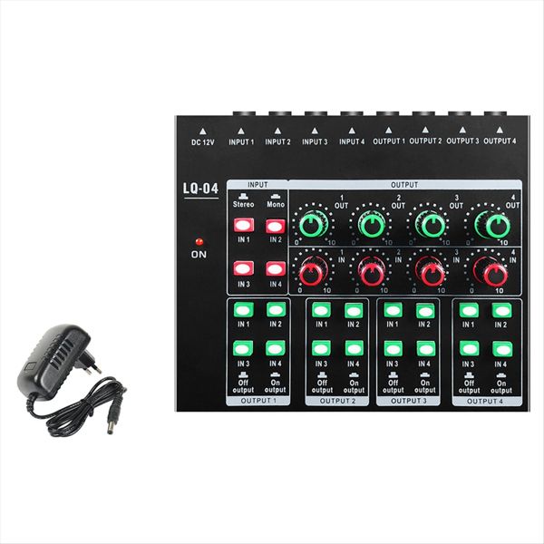 Gax-Lq04 Mini Audio Crossover Small Mixer Headphone Amplifier Eu Plug