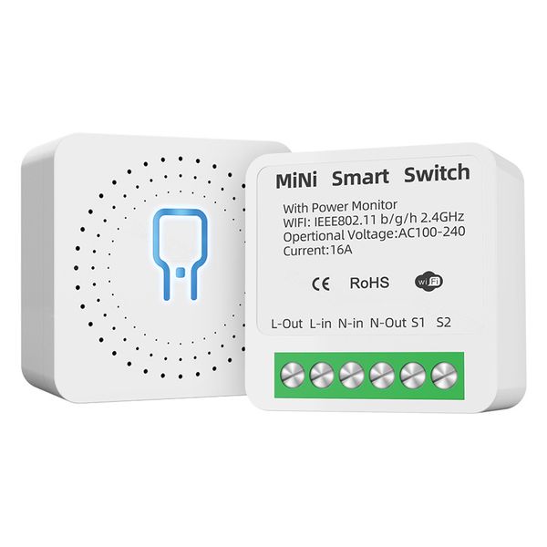 2Pcs 16A Smart Switch WiFi Mini Tuya DIY Voice Light Control Google Home