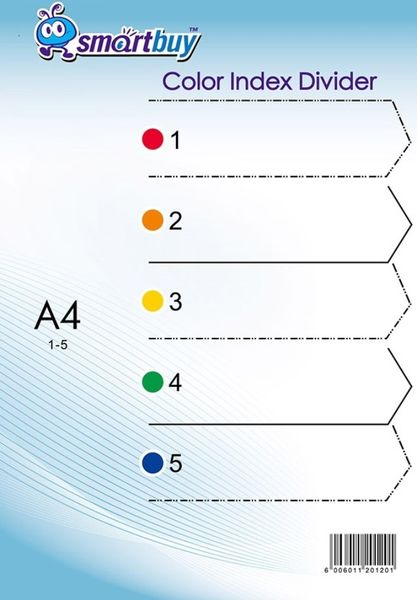 Smartbuy PVC Index Divider 1-5 Numbered (5TAB)