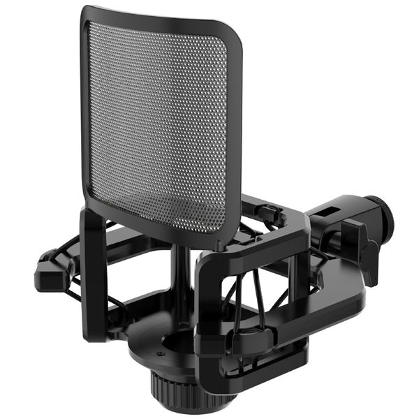 Microphone Shock Mount with Microphone Filter Windscreen Reduce Noise Anti