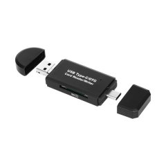 TUFF-LUV 3-in-1 (USB-C/USB-A and Micro-USB) Card Reader for SD/MicroSD and TF Cards - Black