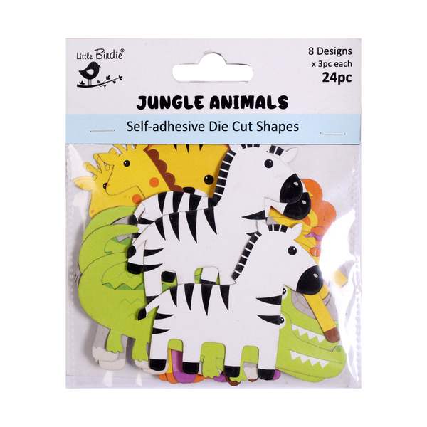 Self - Adhesive Die Cut Shapes - Jungle Animals - 24 Piece