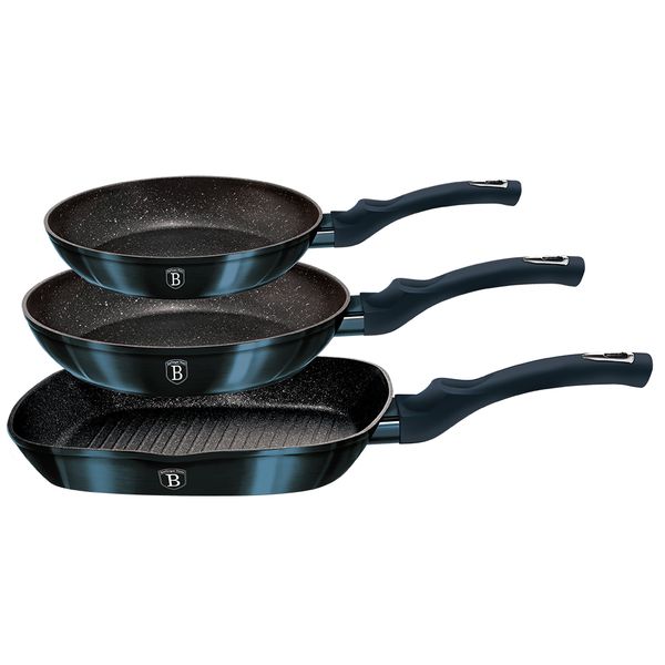 Berlinger Haus 3 Pieces Marble Coating Fry Pan Set - Aquamarine Edition