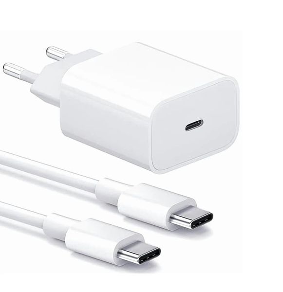 45W Fast Charging Type-C To Type-C Charger With Cable and Adapter (White)