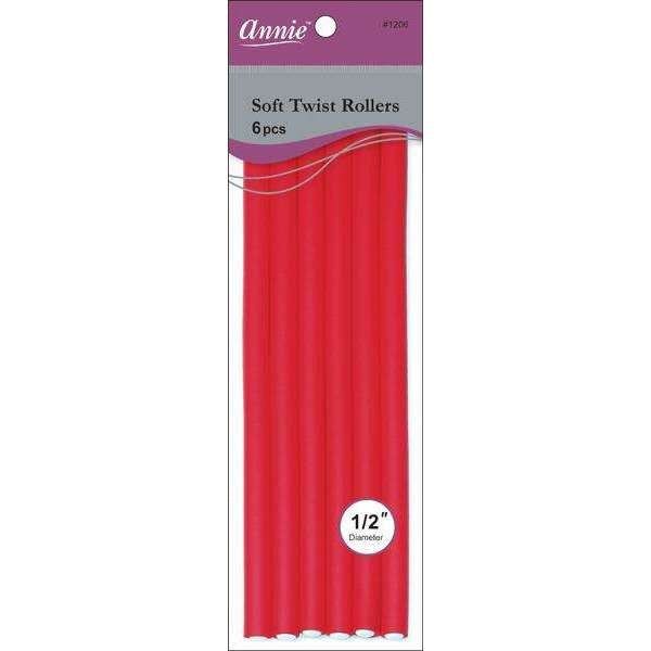 Annie Soft Twist Rollers 10in 6ct Red- 2 Pack