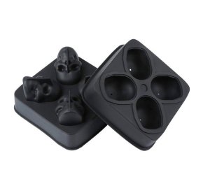 Skull Shape Silicone 3D Ice Cube Mold Tray - 4 Piece