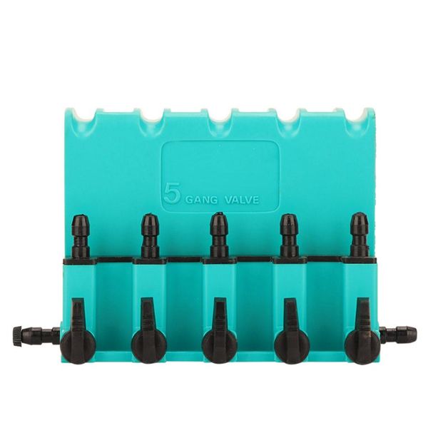 Green 5 Outlet Air Pump Valve Adjustable Check Valve for Aquarium Fish Tank