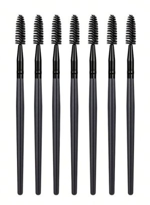 7 Piece Reusable Eyelash Makeup Brush Set - Black