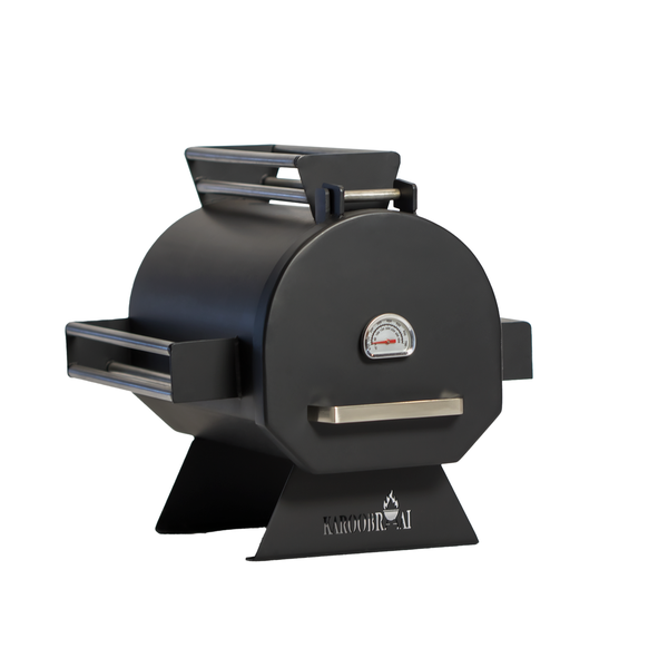 KarooBraai Stainless Steel Curved Vuur Varkie (Fire Piggy) with Thermometer