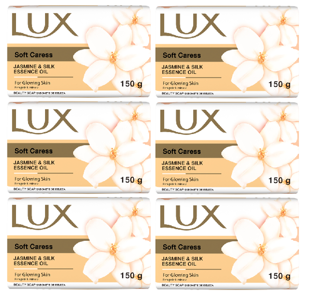 Lux Soft Caress Beauty Soap Bar Moisturising 6 Pack 150g Each Skin