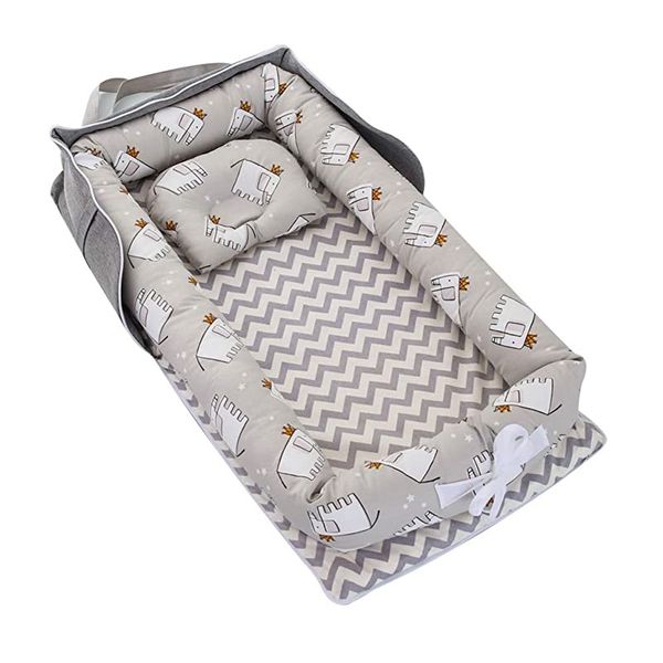 Portable Baby Bassinet Elephant Design - Grey